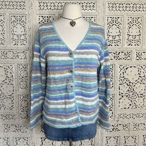 Vintage Cotton Country By Parkhurst Striped Button Up Grannycore Cardigan Sz‎ M